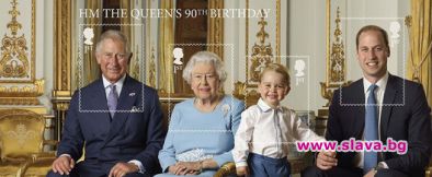 Принц Джордж позира с кралицата за пощенска марка