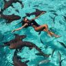 Николета легна по гръб сред акулите